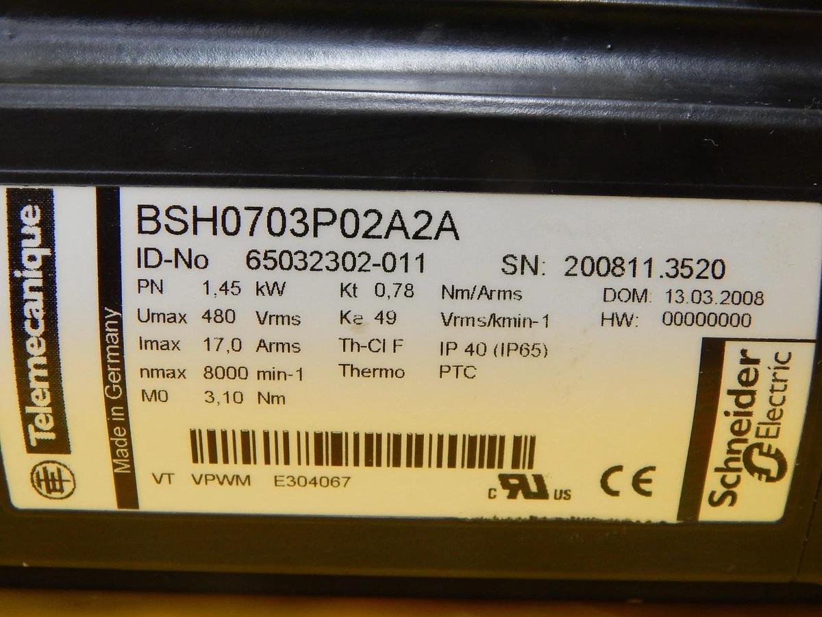 Used Telemecanique 65032302-011 Servo Motor BSH0703P02A2A Schneider Square D Working