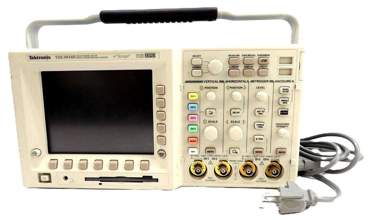 Used Tektronix TDS3034B 4-Channel 300MHz Digital Phosphor Oscilloscope e*Scope Tested