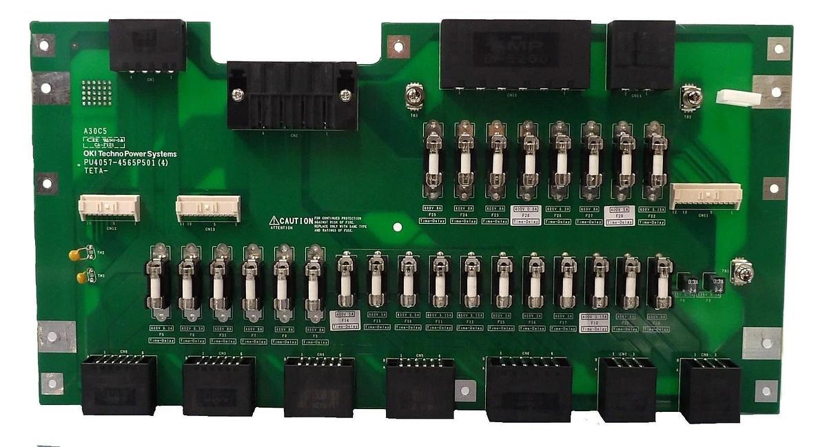 Used OKI Techno Power Systems PU4057-4565P01 (4) Fuse Panel PCB Working