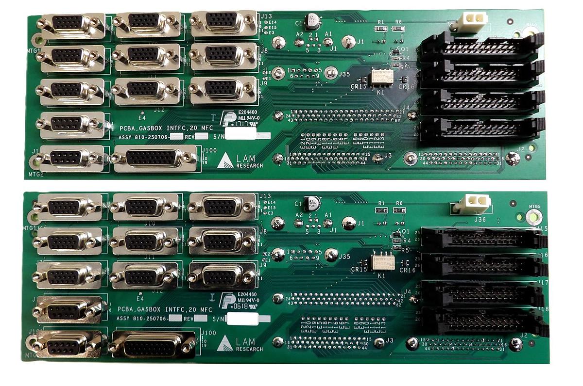 Used Lam Research 810-250706 Pcba Gasbox Interface 20 MFC PCB Lot of 2 Working