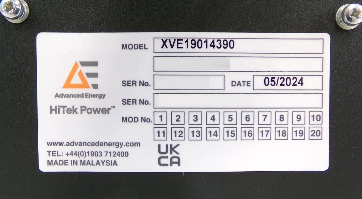 Used HiTek Power XVE19014390 High Voltage Power Supply Series MH100 AE Working
