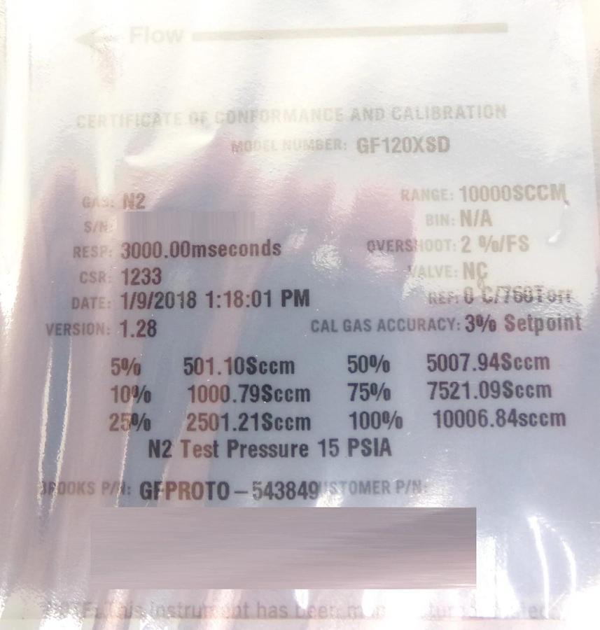 Brooks Instrument GFPROTO-543849 Mass Flow Controller MFC 10 LPM N2 New