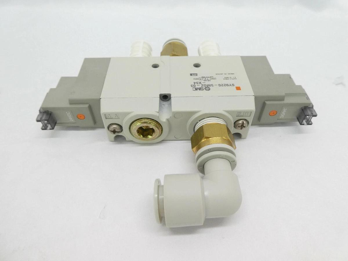Used SMC SY9220-5MOZ-03-X34 Solenoid Valve SY9000 Lot of 6 Working Surplus