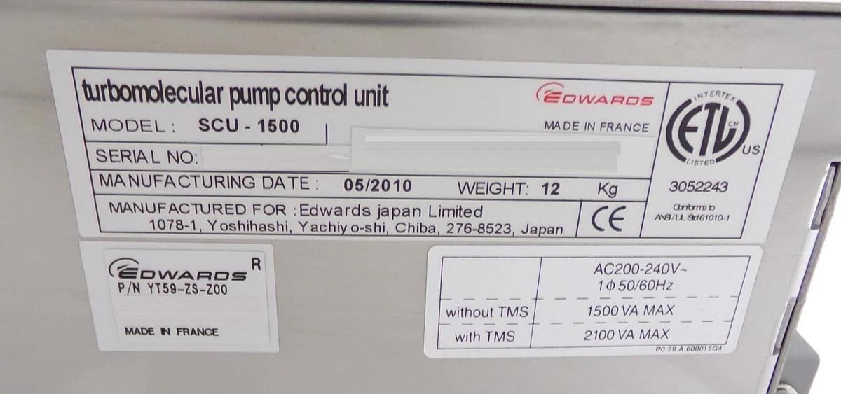 Used SCU-1500 Edwards PT59-ZS-Z00 Turbomolecular Pump Controller TELIUS Working