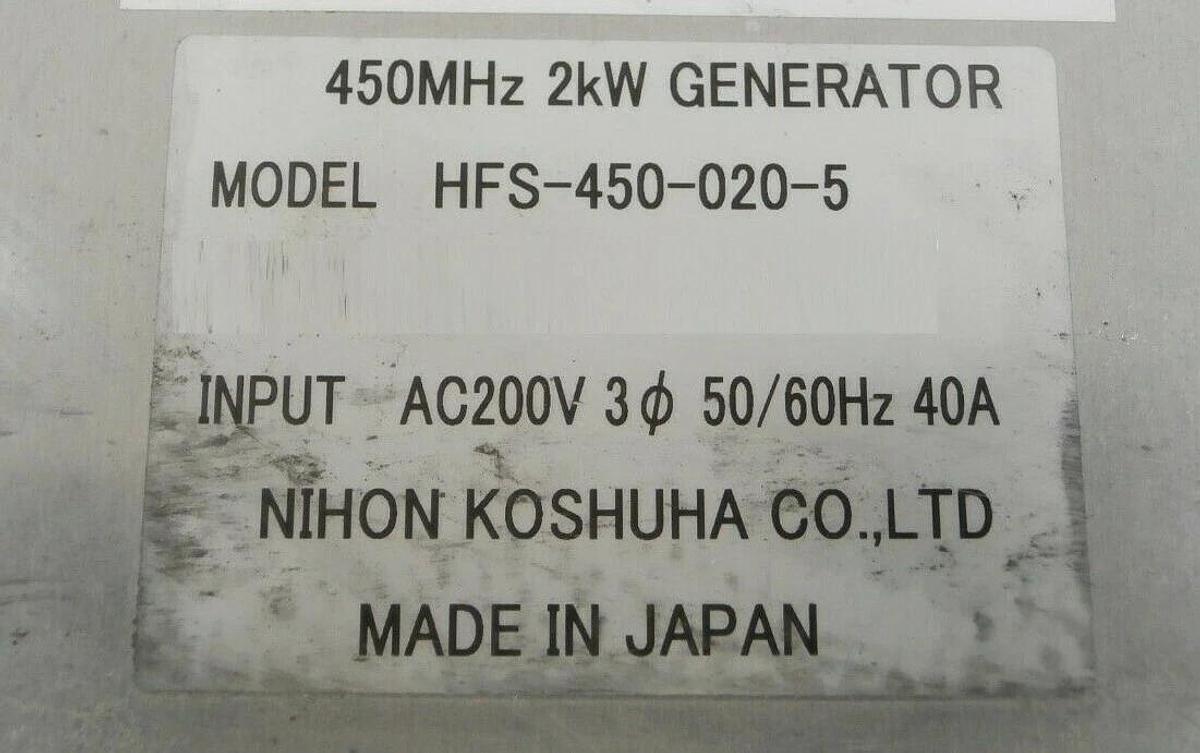 Used Nihon Koshuha HFS-450-020-5 450MHz 2kW Generator Hitachi MU-712E Untested As-Is