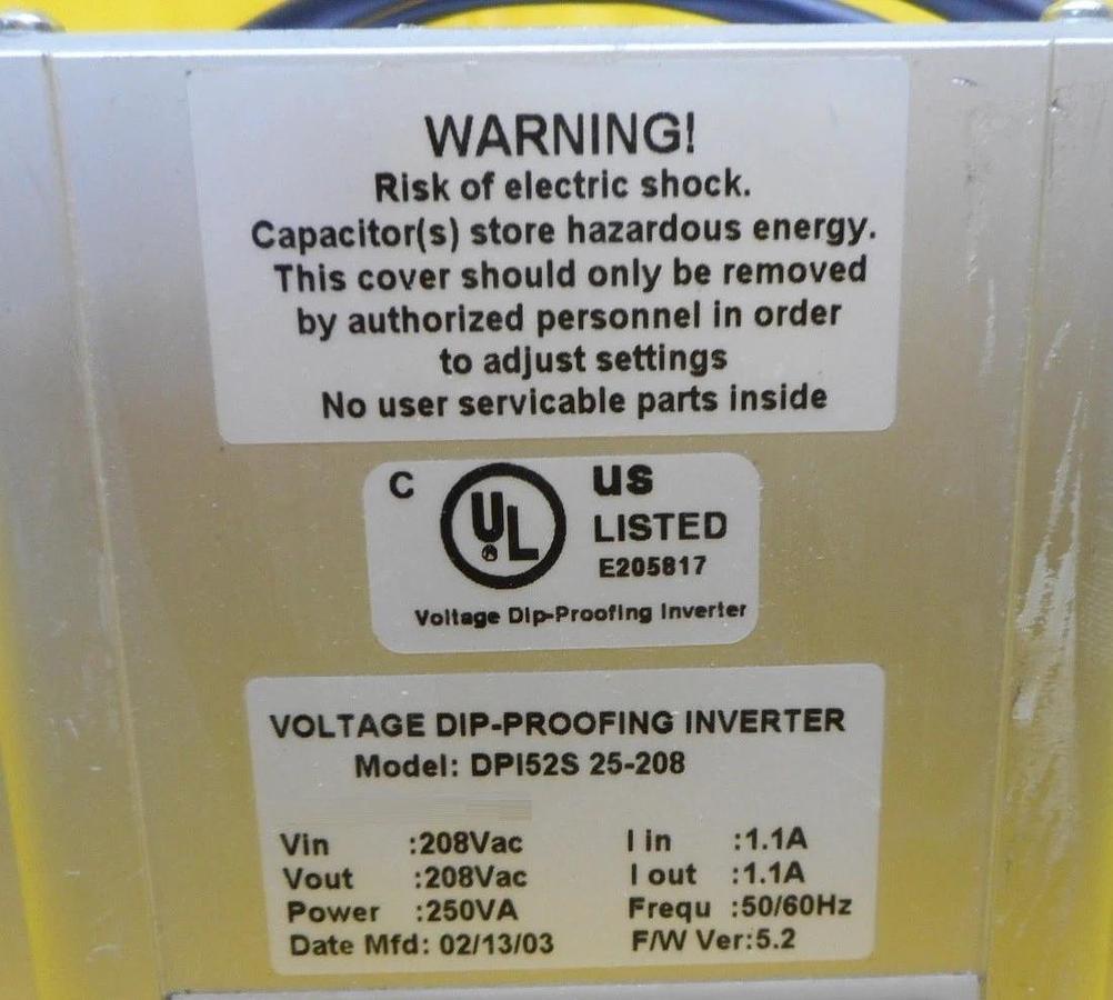 Used DIP Proofing Technologies DPI52S 25-208 Voltage Dip Proofing Inverter Used