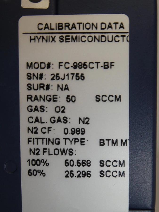 Used Aera TC FC-985CT-BF Mass Flow Controller MFC FC-985C 50 SCCM O2 Used Working