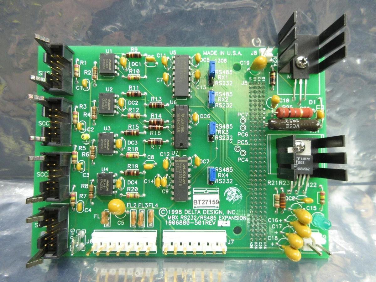 Used Delta Design 1906880-501 MBX RS232/RS485 Expansion Board PCB Rev. F Used Working