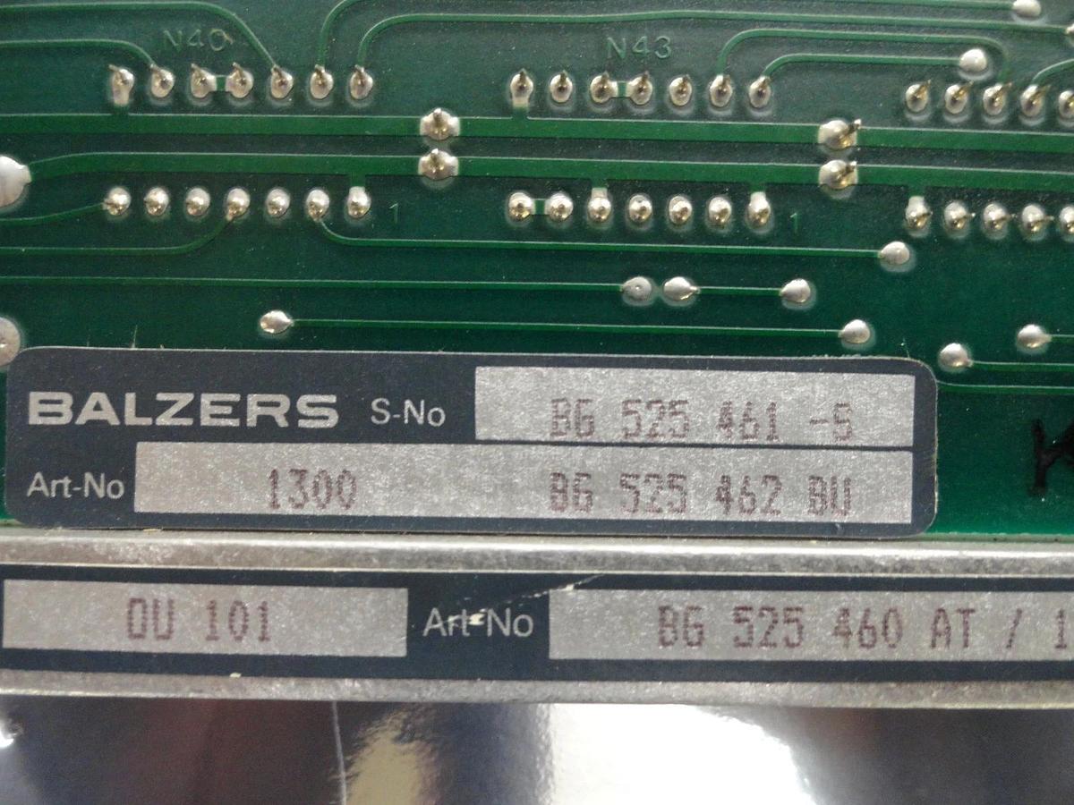 Used Balzers BG 525 460 AT Shutter Position OU 101 PCB Card BG 525 462 BU Used