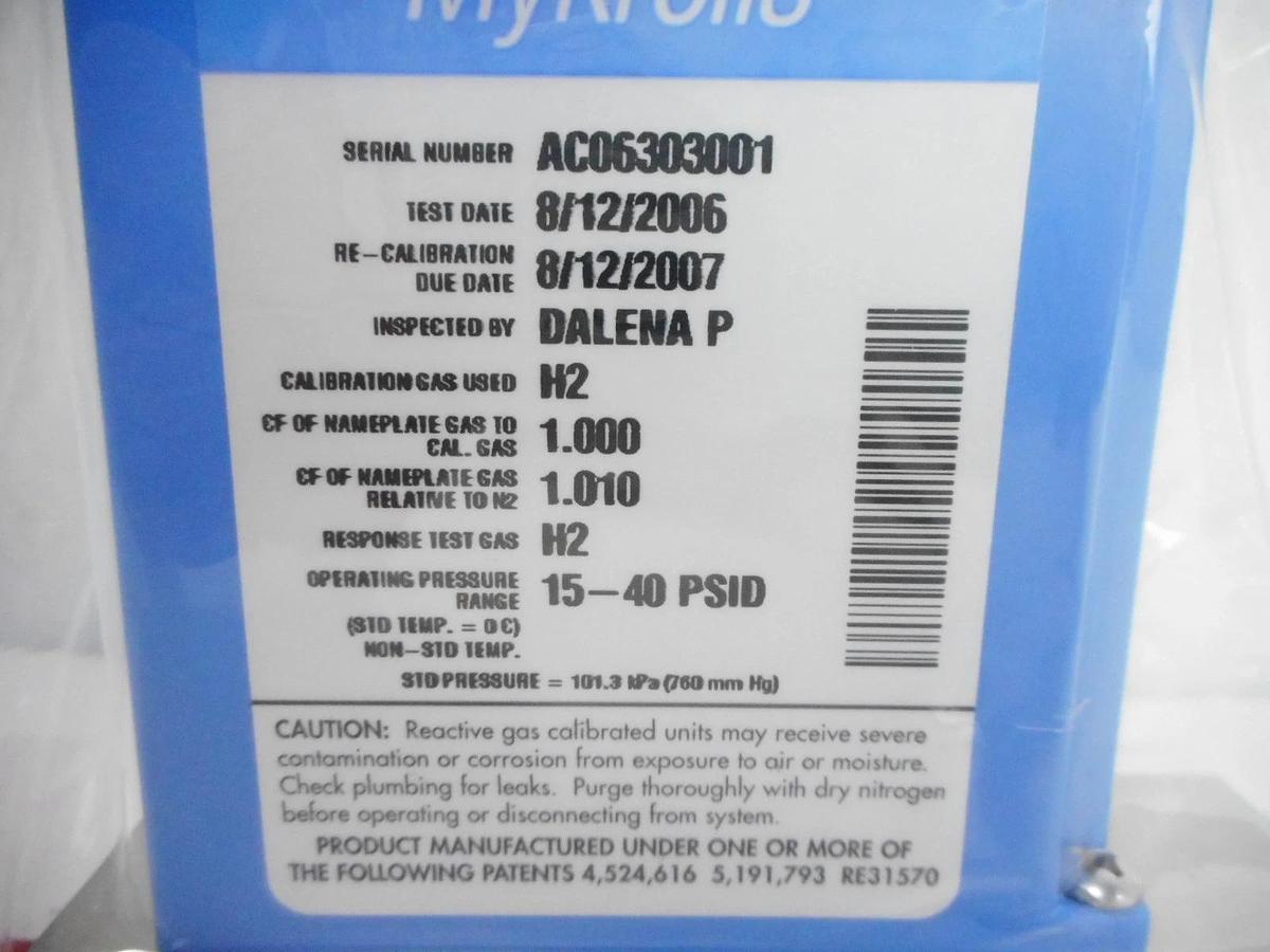 Mykrolis FC-261V Mass Flow Controller MFC 20 SLPM H2 Tylan 260 Series New
