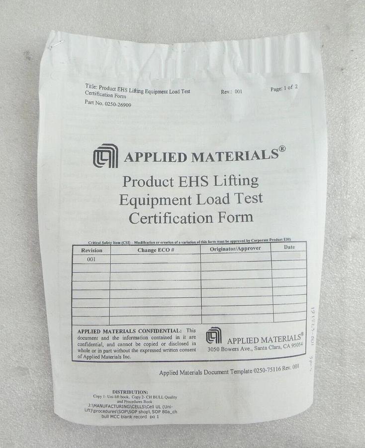 Used Enerpac U123010-1 UNI-LIFT Mechanical Actuator AMAT 0250-26909 New Surplus