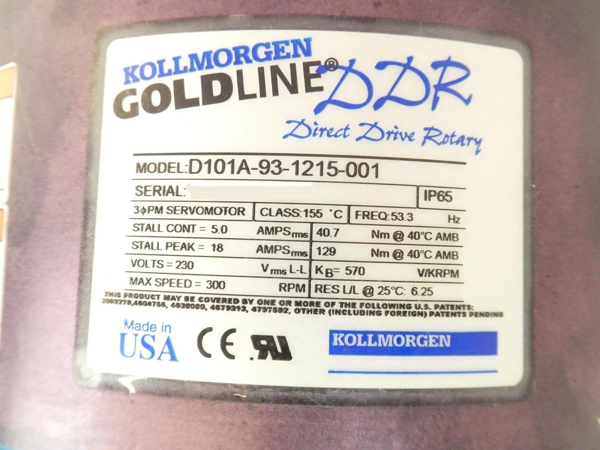 Used Kollmorgen D101A-93-1215-001 Spindle Motor GOLDLINE DDR Loose Connector Cu Spare