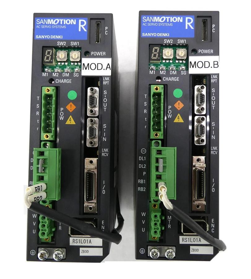 Used Sanyo Denki RS1L01AZB00A02 Servo Drive SANMOTION R Reseller Lot of 2 Working