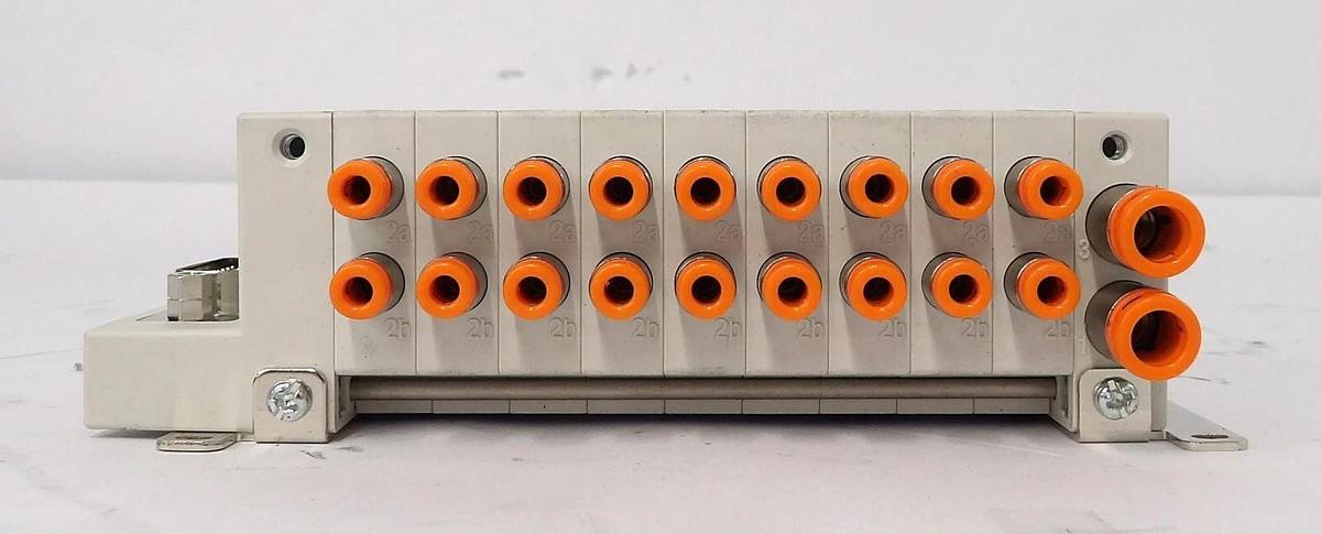 Used SMC VV100-DUS01729 9-Port Pneumatic Manifold Reseller Lot of 2 Working