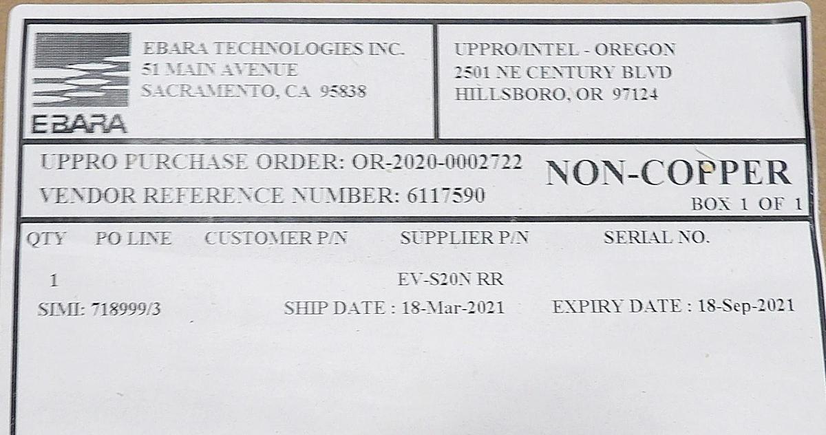 Refurbished EV-S Ebara Technologies EV-S20N Dry Vacuum Pump IPN 500773984 OEM Refurbished