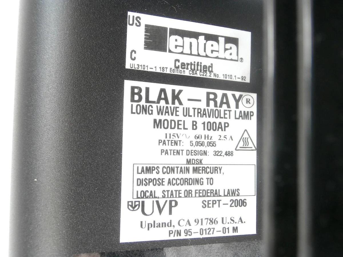Used UVP 95-0127-01M UV Ultraviolet Lamp B 100AP BLAK-RAY No Bulb Lens Untested As-Is