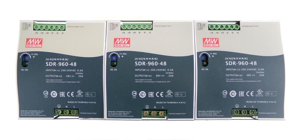 Used Mean Well SDR-960-48 48V DC Power Supply Lot of 3 Working