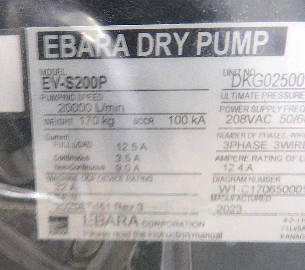 Refurbished EV-S Ebara Technologies 202687-151 EV-S200P Dry Vacuum Pump OEM Refurbished