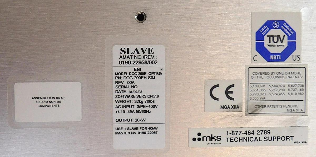 Used DCG-200E Optima ENI DCG-200EH-S0J DC Plasma Generator 20kW Slave Surplus