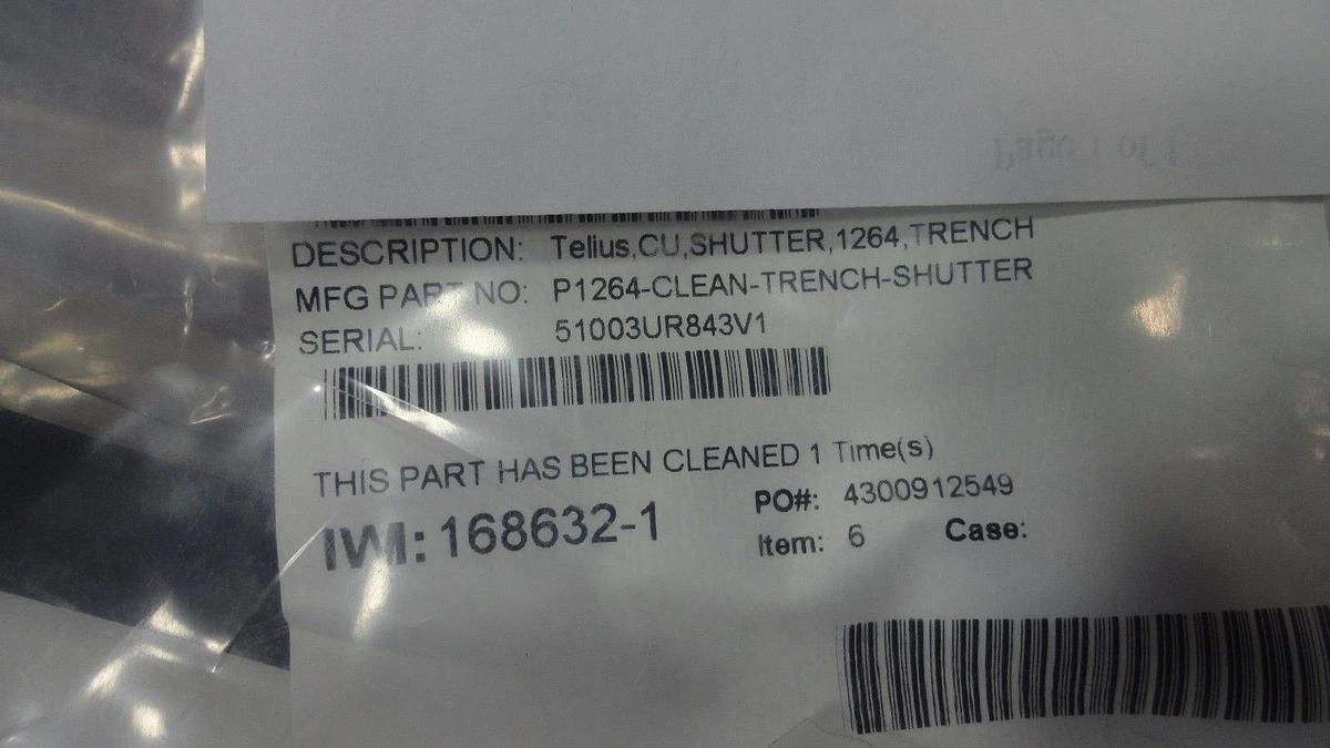 Used TEL Tokyo Electron P1264 Telius Clean Trench Shutter cleaned Used Working
