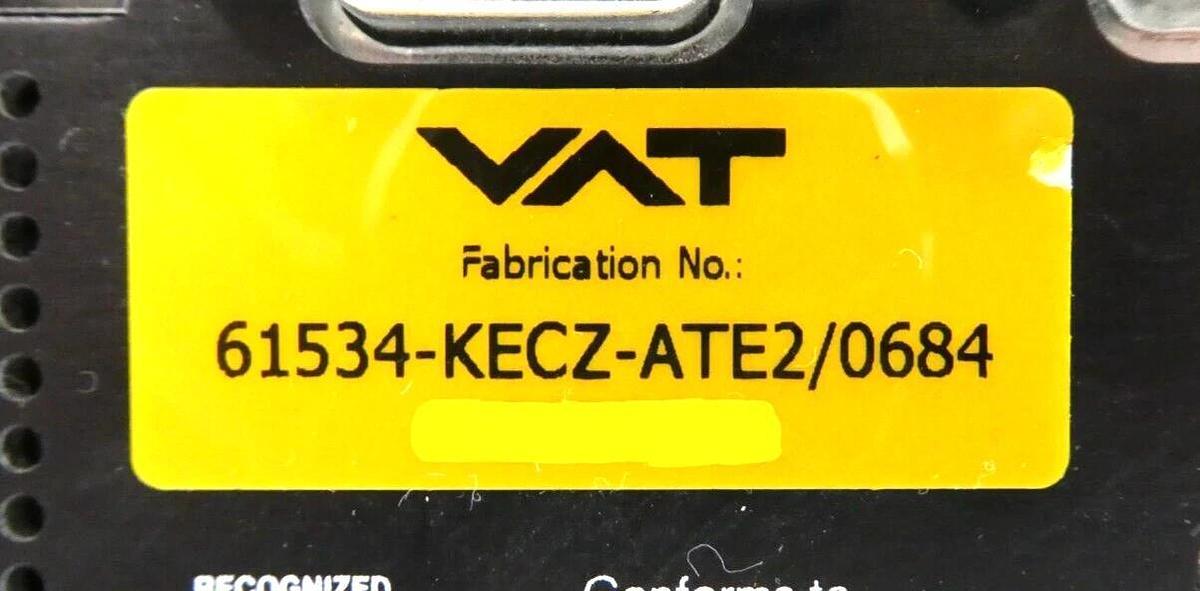 Used VAT 61534-KECZ-ATE2 Butterfly Valve Control System Series 61.5 Working Surplus