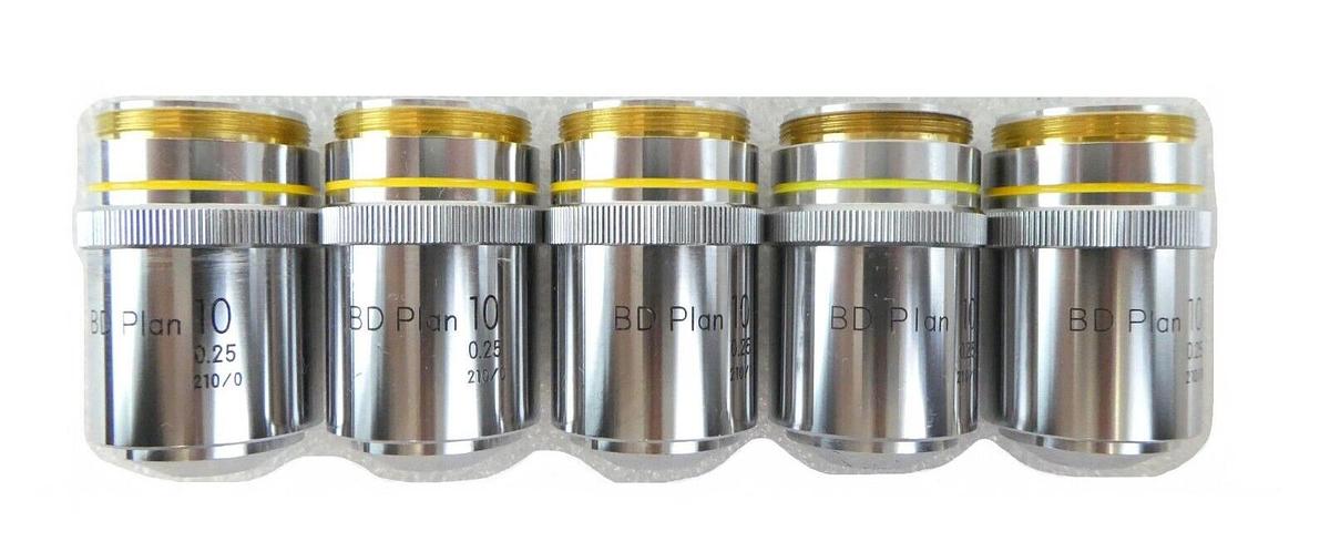 Used Nikon Precision BD Plan 10 0.25 Microscope Objective 210/0 Lot of 5 Working