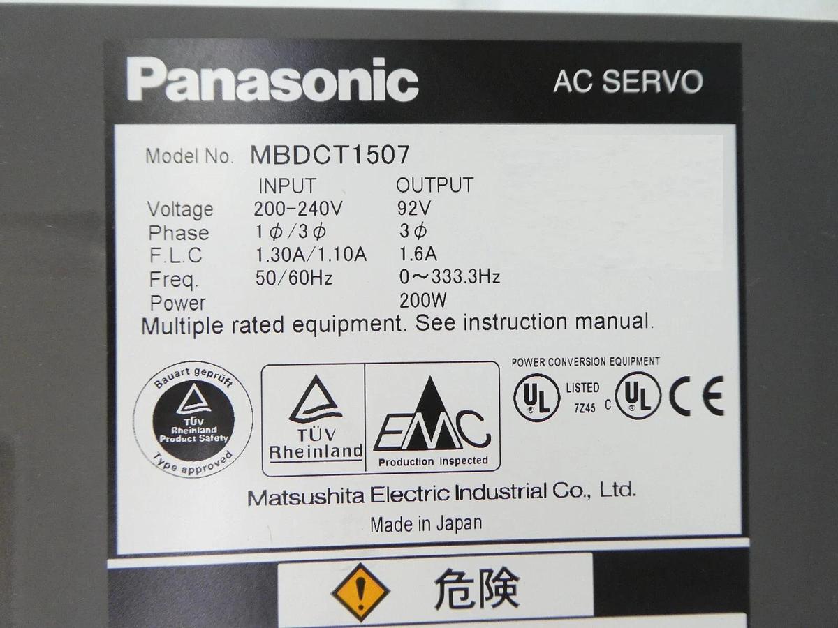 Used Panasonic MBDCT1507 AC Servo TEL Tokyo Electron Clean Track Lithius Working