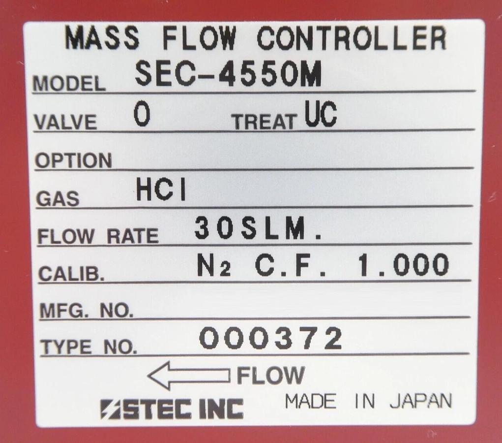 Used STEC SEC-4550M Mass Flow Controller 30 SLM HCl Reseller Lot of 7 Working