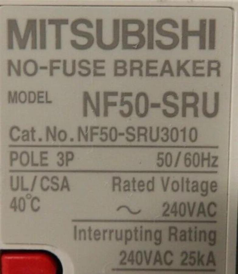 Used Mitsubishi NF50-SRU3010 No-Fuse Circuit Breaker NF50-SRU Lot of 4 Working