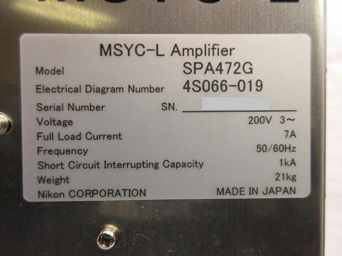 Used Nikon 4S066-019 MSYC-L Amplifier Module SPA472G 4S013-684-1 NSR Series Working