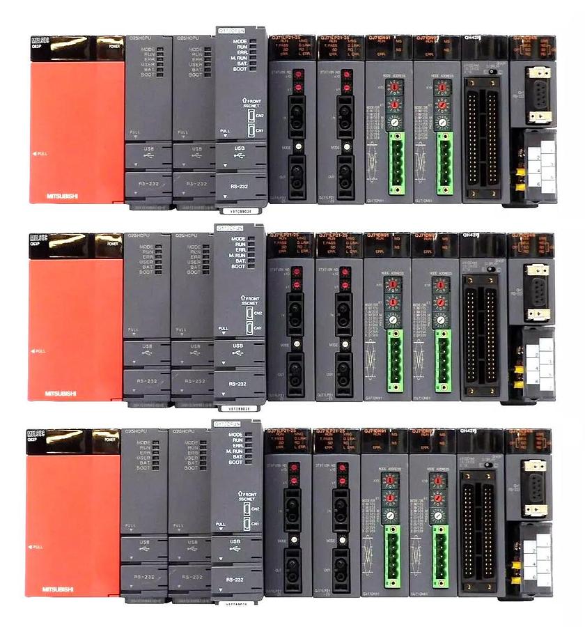 Used Mitsubishi MELSEC-Q PLC Control Assembly Q25HCPU Q173CPUN Lot of 3 Working Spare