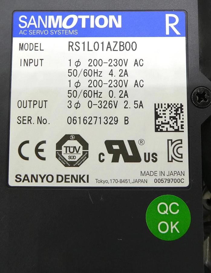 Used Sanyo Denki RS1L01AZB00 Servo Drive SANMOTION R Reseller Lot of 4 Working