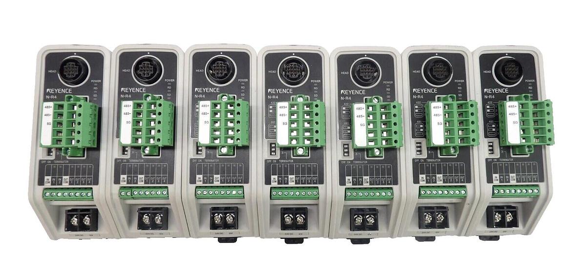 Used Keyence N-R4 Communication Sensor Amplifier Reseller Lot of 7 Working Surplus