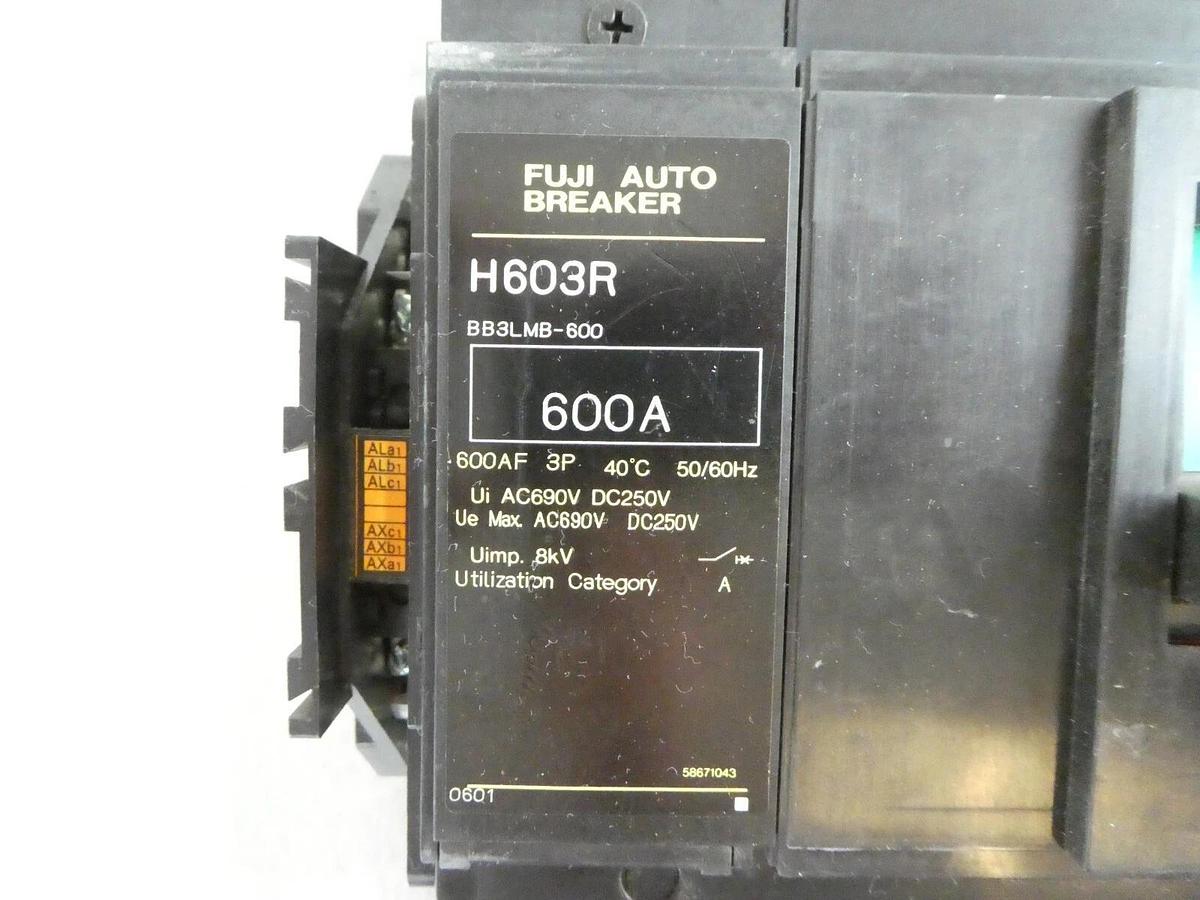 Used Fuji Electric BB3LMB-600 600 Amp  3-Pole Auto Breaker H603R Working Spare