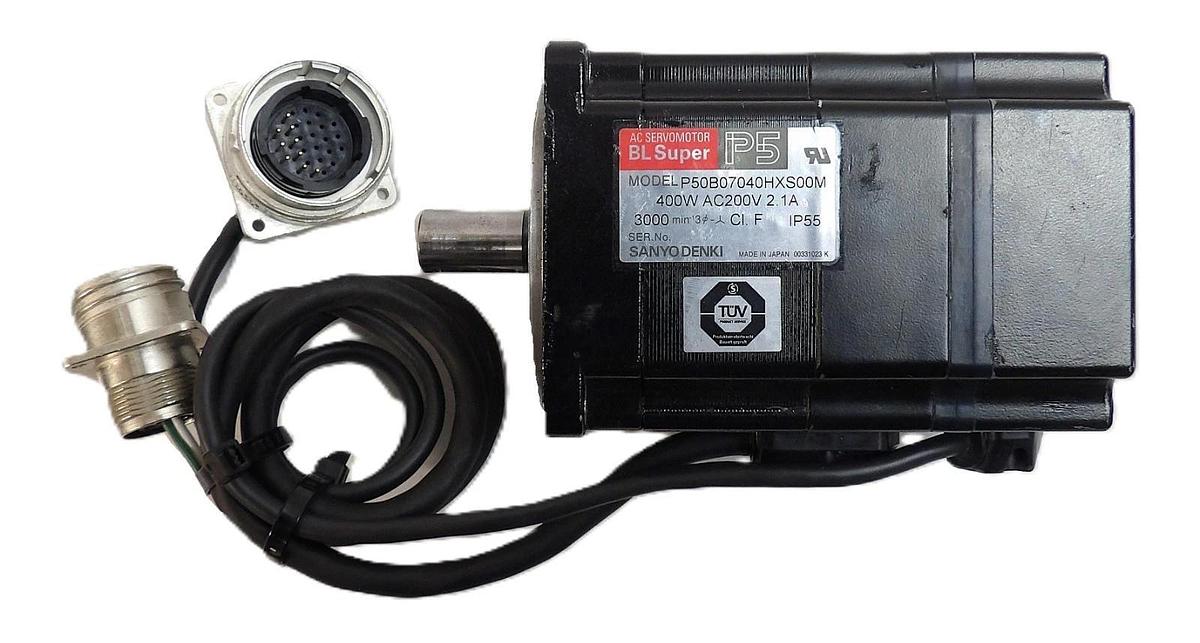 Used Sanyo Denki P50B07040HXS00M AC Servo Motor BL Super P5 Lot of 2 Working