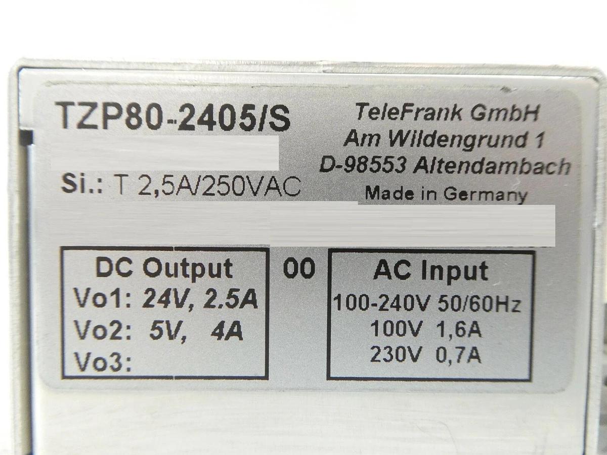 Used TeleFrank TZP80-2405/S AC-DC Converter TZP 80 Brooks Fixload Working Surplus