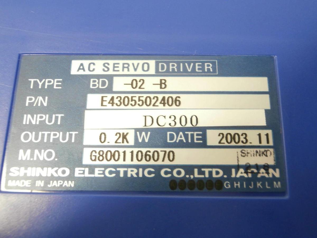 Used Shinko Electric E4305502406 Servo Driver BD-02-B Asyst Shinko VHT5-1-1 Working