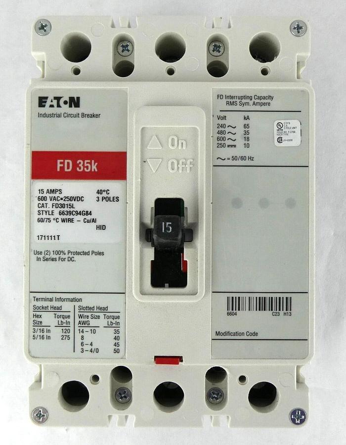 Used Eaton 6639C94G84 Circuit Breaker FD3015L Reseller Lot of 2 Working