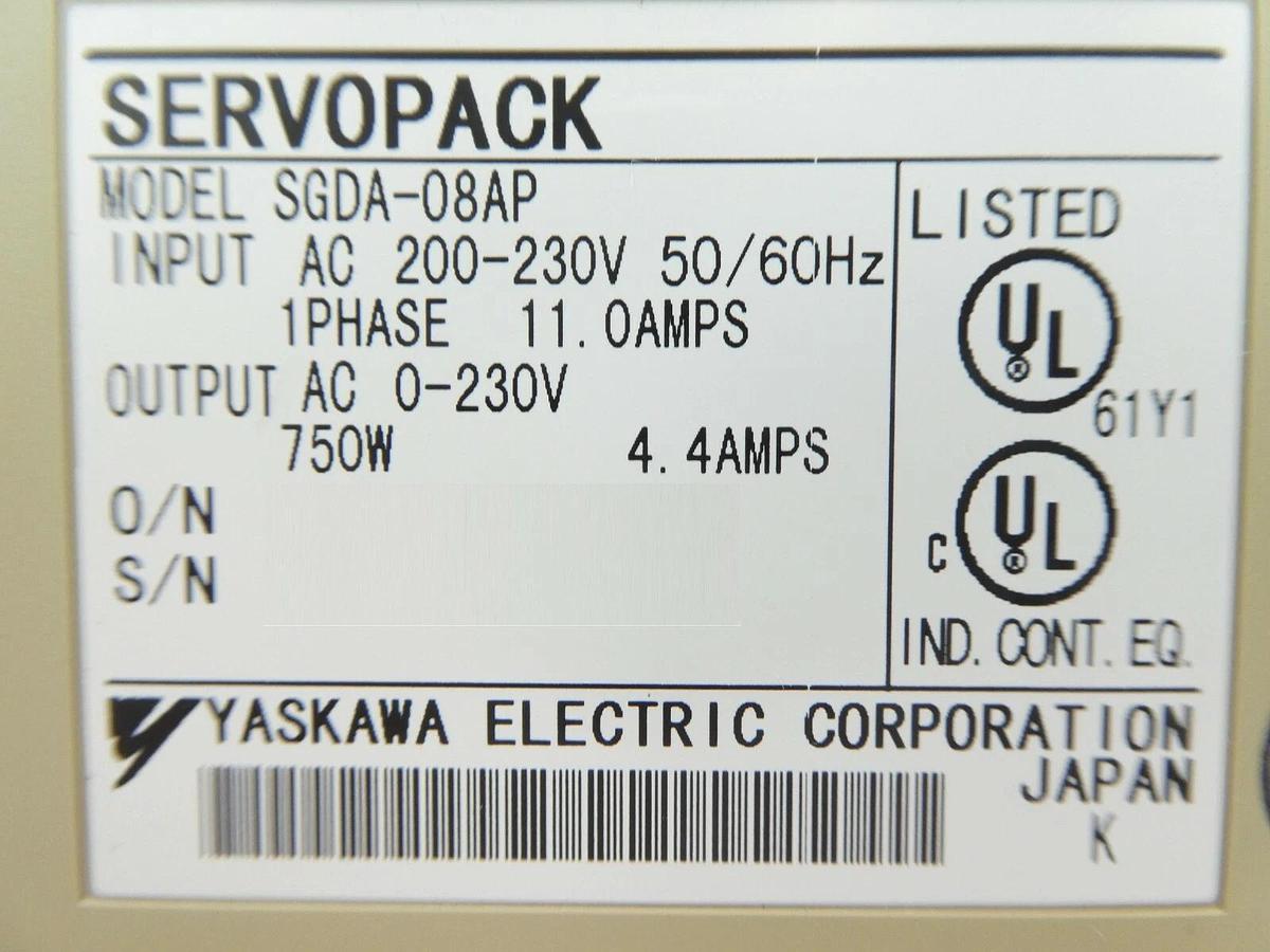 Used Yaskawa Electric SGDA-08AP Servo Drive SERVOPACK Working Surplus