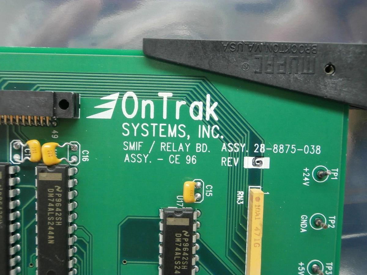 Used OnTrak Systems 28-8875-038 SMIF Relay Board PCB Card - CE 96 Used Working