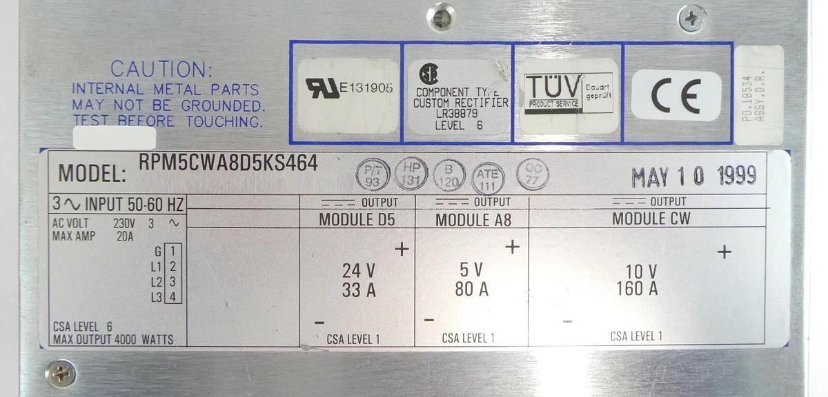 Used Power-One RPM5CWA8D5KS464 Switching Power Supply Module 4000W Working Surplus