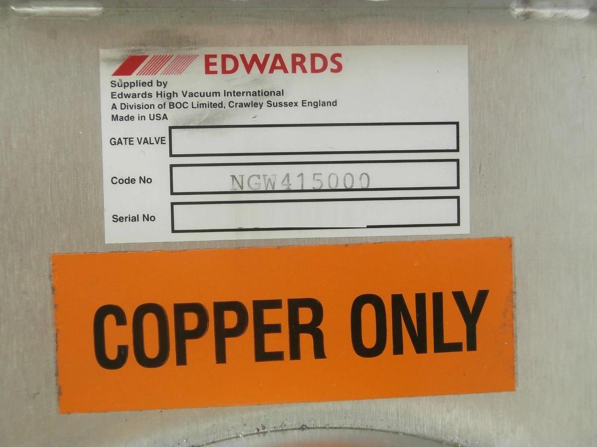 Used Edwards NGW415000 Pneumatic Vacuum Gate Valve Humphrey 410 70 Copper Cu Working