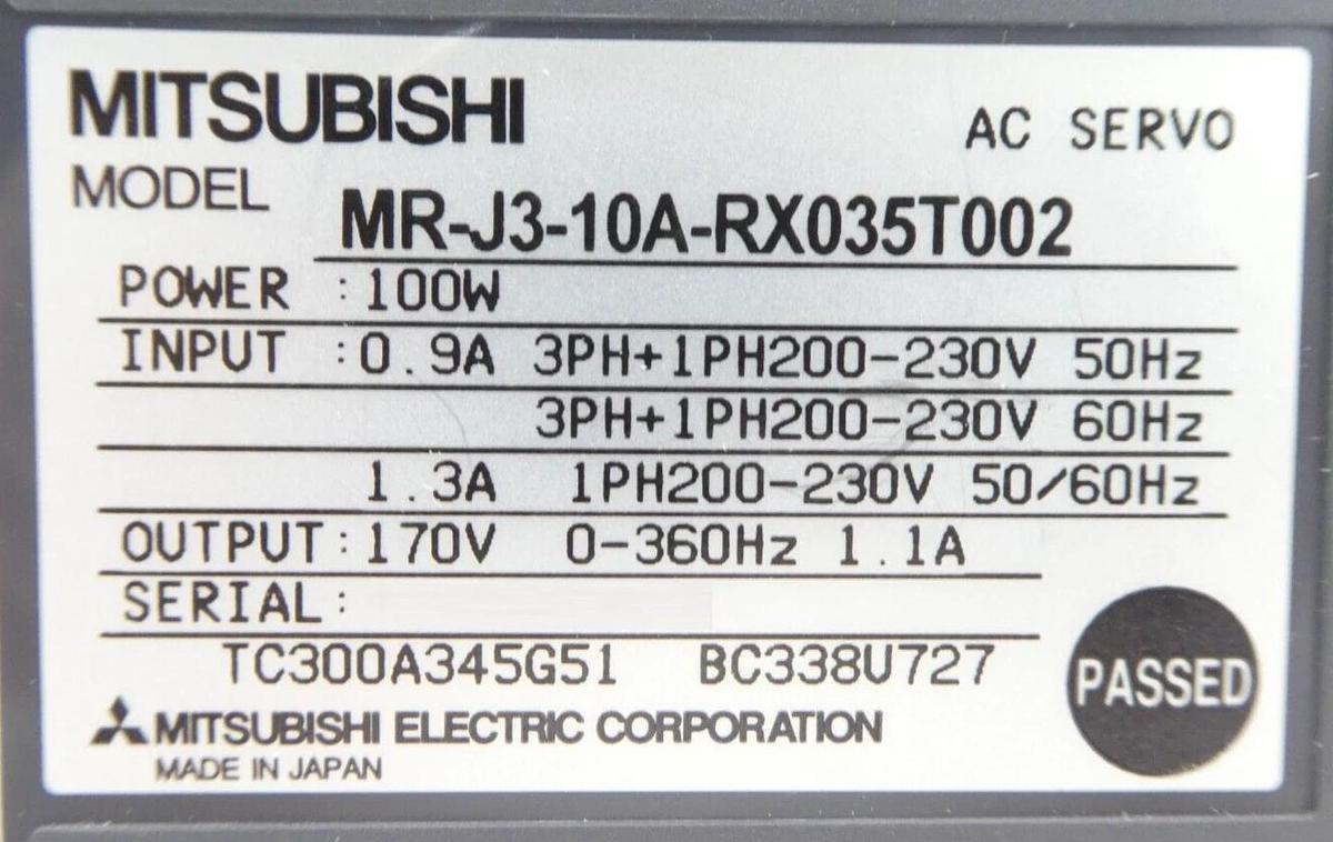 Mitsubishi MR-J3-10A-RX035T002 AC Servo Drive MELSERVO New Surplus