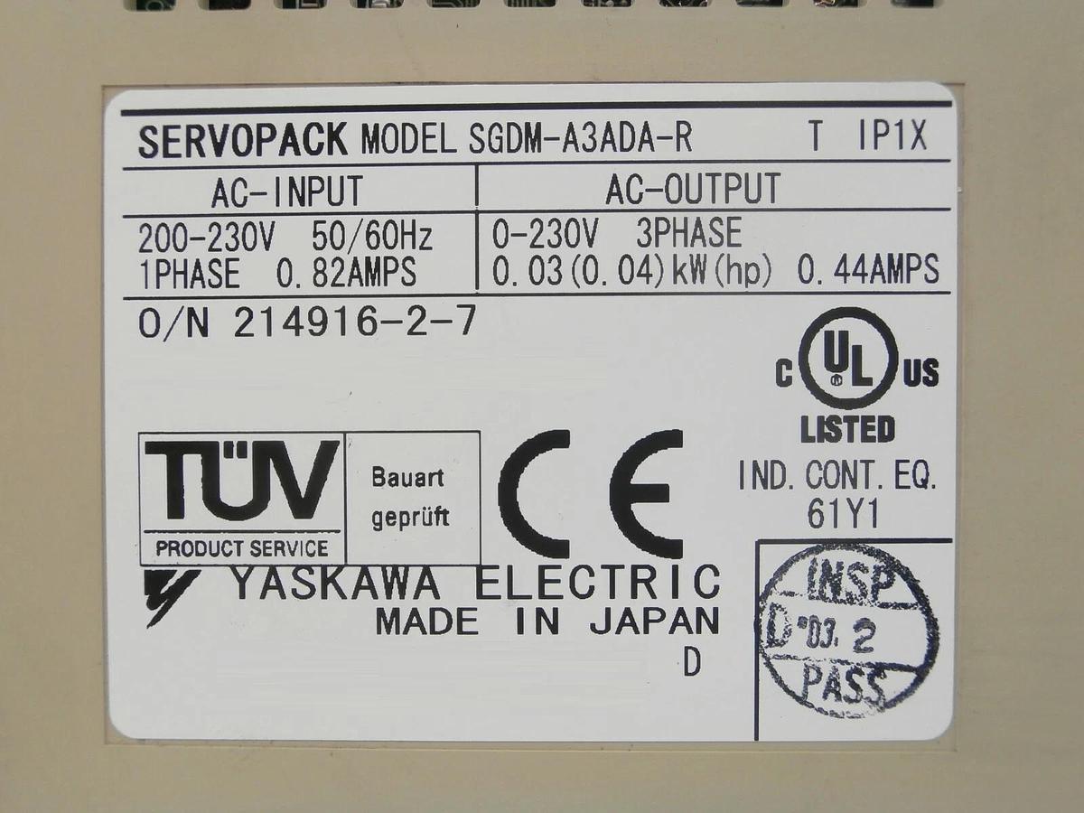 Used Yaskawa Electric SGDM-A3ADA-R Servo Driver SERVOPACK Ver. 0900F Working Surplus