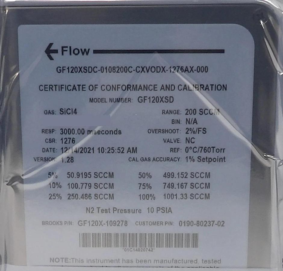 Used Brooks GF120X-109278 Mass Flow Controller MFC AMAT 0190-80237 Lot of 5 New