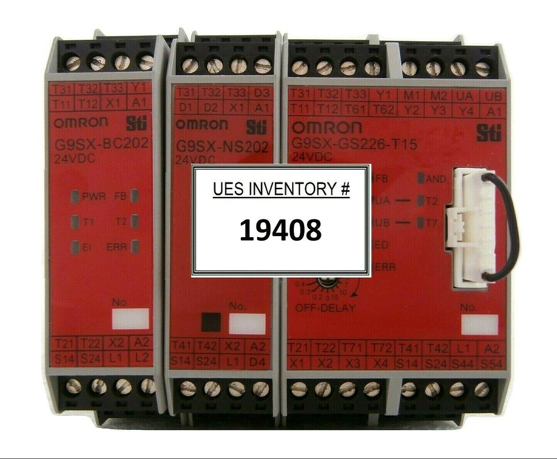 Used Omron G9SX-GS226-T15-RT Safety System Set of 3 G9SX-BC202-RT G9SX-NS202-RT Spare