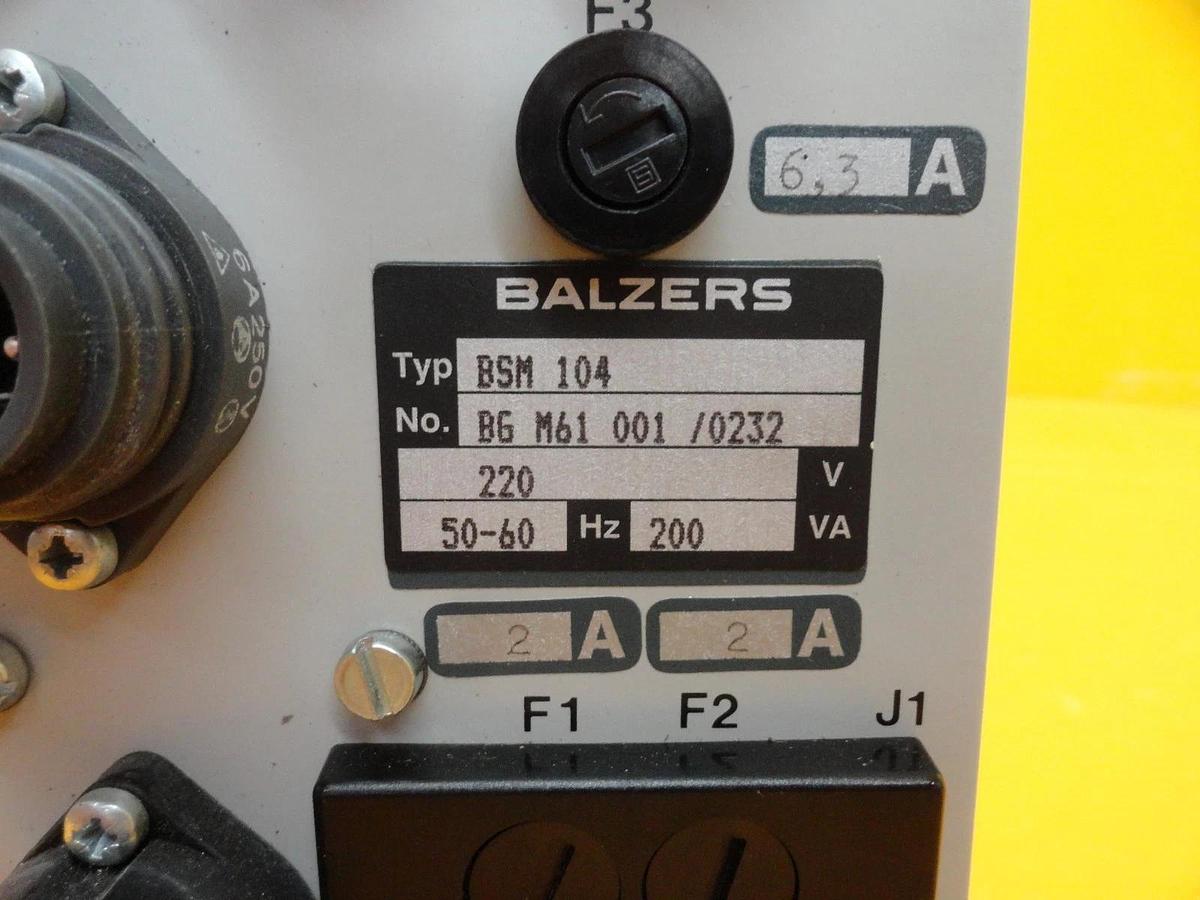 Used Balzers BG M61 001 Meisser Trap Control Module BSM 104 BSM104 Used Working