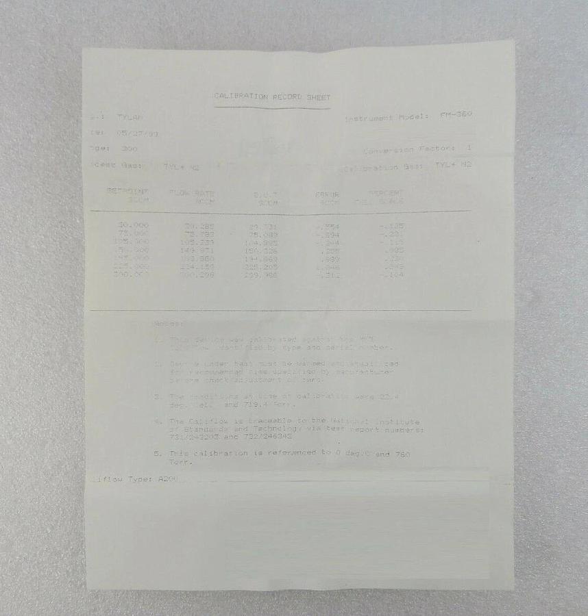 Refurbished Tylan FM-360 Mass Flow Meter 300 SCCM N2 OEM Manufacturer Refurbished