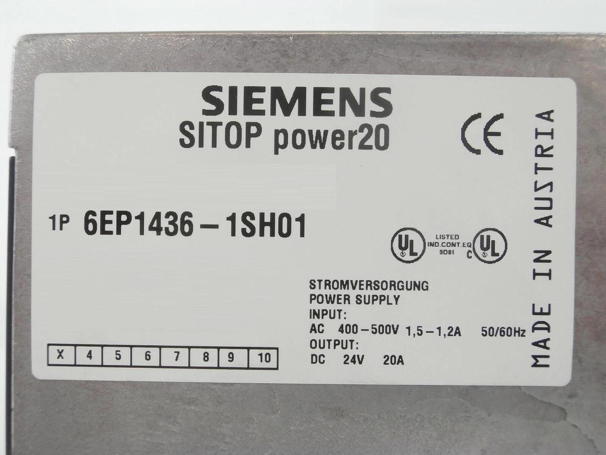 Used Siemens 6EP1436-1SH01 Power Supply SITOP power20 Balzers Unaxis LLS 502 Working