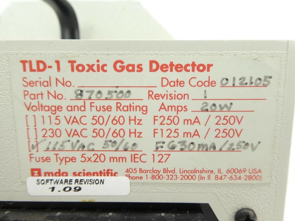 Used MDA Scientific 870500 Toxic Gas Detector TLD-1 Working Surplus
